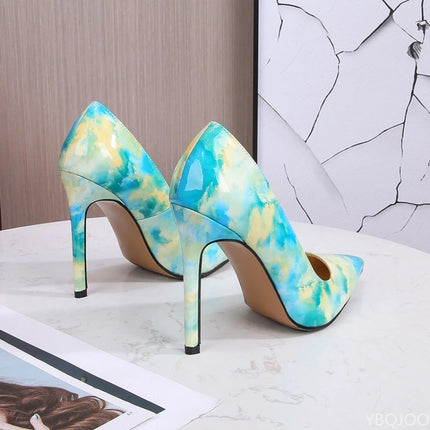 Tacchi alti dimagranti alla moda e sexy di grandi dimensioni Tacchi sottili Bocca poco profonda Punta a punta Tacchi alti di colore di nicchia Scarpe singole