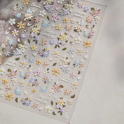 1Pc 3D Lavendar Flowers Stickers for Nails Spring Sakura Floral Leaves Self-Adhesive Sliders Decals Art Manicure for Decoration