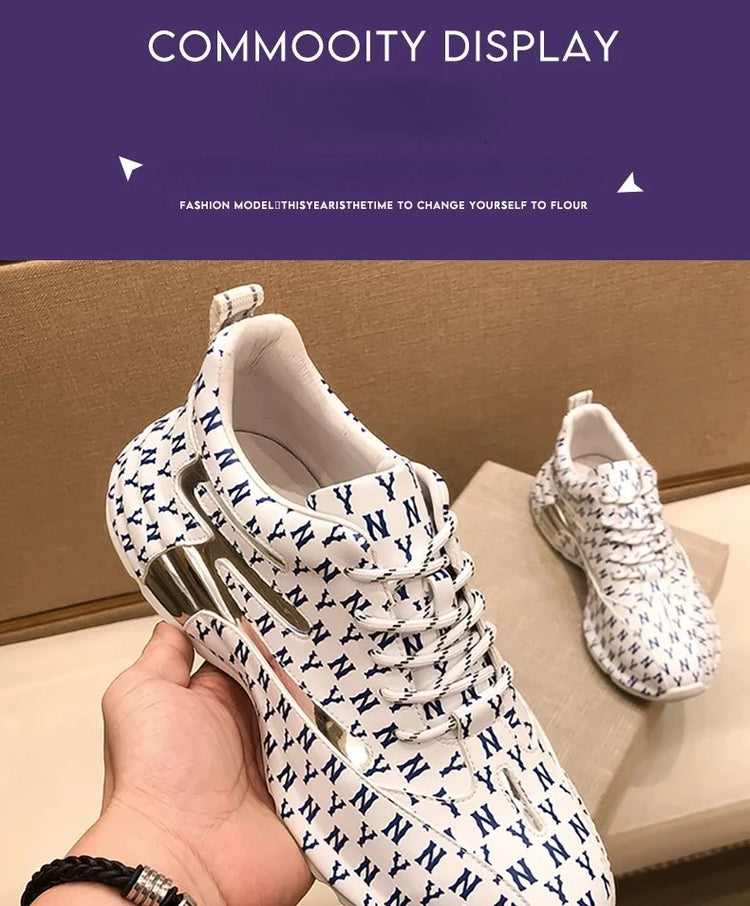 Brand Men Sneakers Fashion Print Casual Shoes Men Breathable Lace Up Running Shoes Luxury High Quality Men Sport Shoes 2026 New