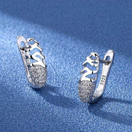 Orecchini in argento sterling 925 gioielli di alta qualità retrò modello semplice orecchini con zirconi bianchi viola vendita calda platinumshop