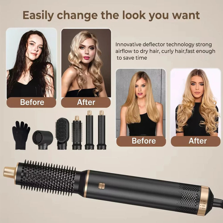 1000W Hair Dryer 5 in 1 Electric Comb Negative Ion Straightener Comb Curling Iron Detachable Multifunctional Heating Brush Hair Dryer
