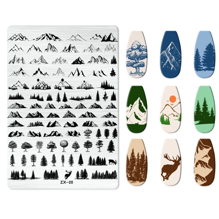 Flowers Love Nail Stamping Newspaper Splice Theme Irregular Stamping Plates Letter Nail Art Printing Stencil Tool Big Size Tools