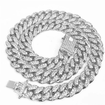 Collana con ciondolo a forma di labbro per morso hip-hop da donna per uomo con catena cubana in cristallo da 13 mm Collane hip-hop ghiacciate Bling Gioielli di moda PlatiNum