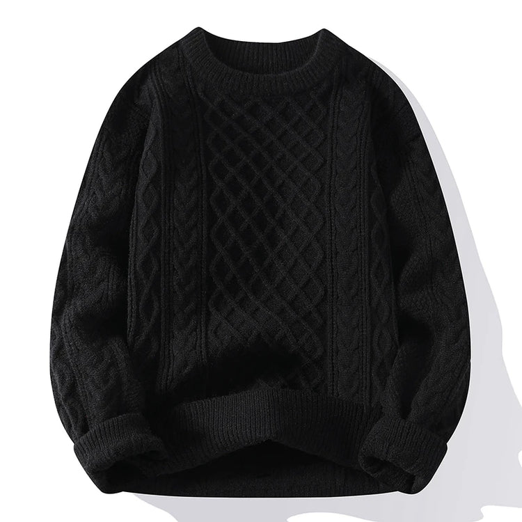 New Trendy Autumn and Winter Jacquard Pattern Pullover Sweater Casual Round Neck Color-Blocking Knit Men's Pullover