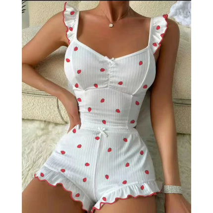 2025 nuove donne pigiama set fiocco piccole cinghie manica mosca top corto e pantaloncini in vita elastica 2 pezzi indumenti da notte femminili indumenti da letto estivi