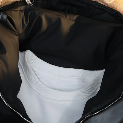 Winter Down Puffer Overcoat Men Fur Collar Soft Leather Parkas Men's Windproof Padded Coat Streetwear Men's Outdoor Parka Jacket