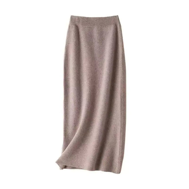 Women'S Winter Wool Skirt Knitted Hip Hugging Skirt Mid Length High Waist Large Thickened Slit One-Step Skirt Ropa Para Mujer PlatiNum