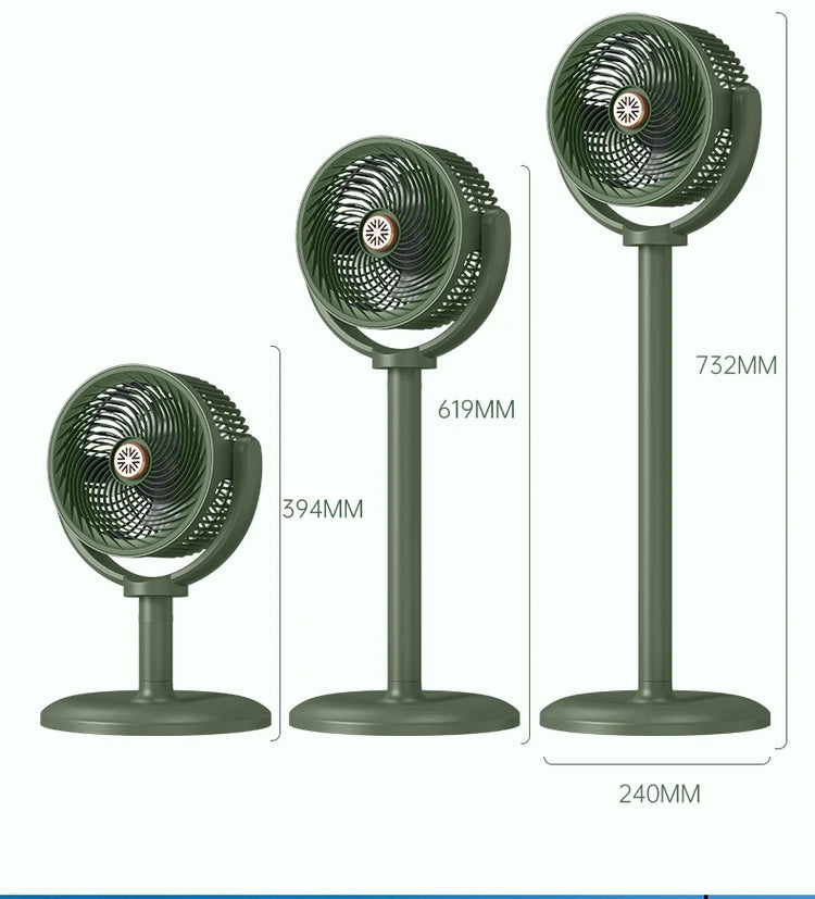 Ventilatore a circolazione d'aria, ventilatore da esterno, ventilatore da campeggio, ventilatore ricaricabile da pavimento, ventilatore da tavolo con altezza regolabile, regolazione a 5 velocità