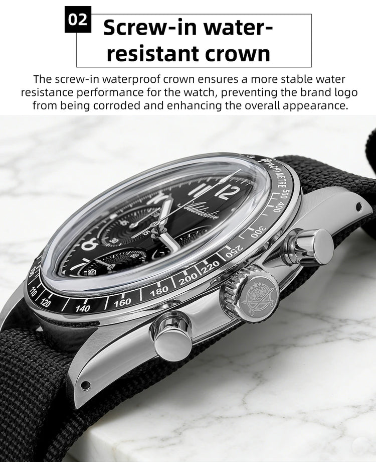 ADDIESDIVE New Chronograph 0S20 Quartz Wristwatch Luxury Men Watch Ceramic Bezel Domed Glass 100m Waterproof BGW9 Luminous