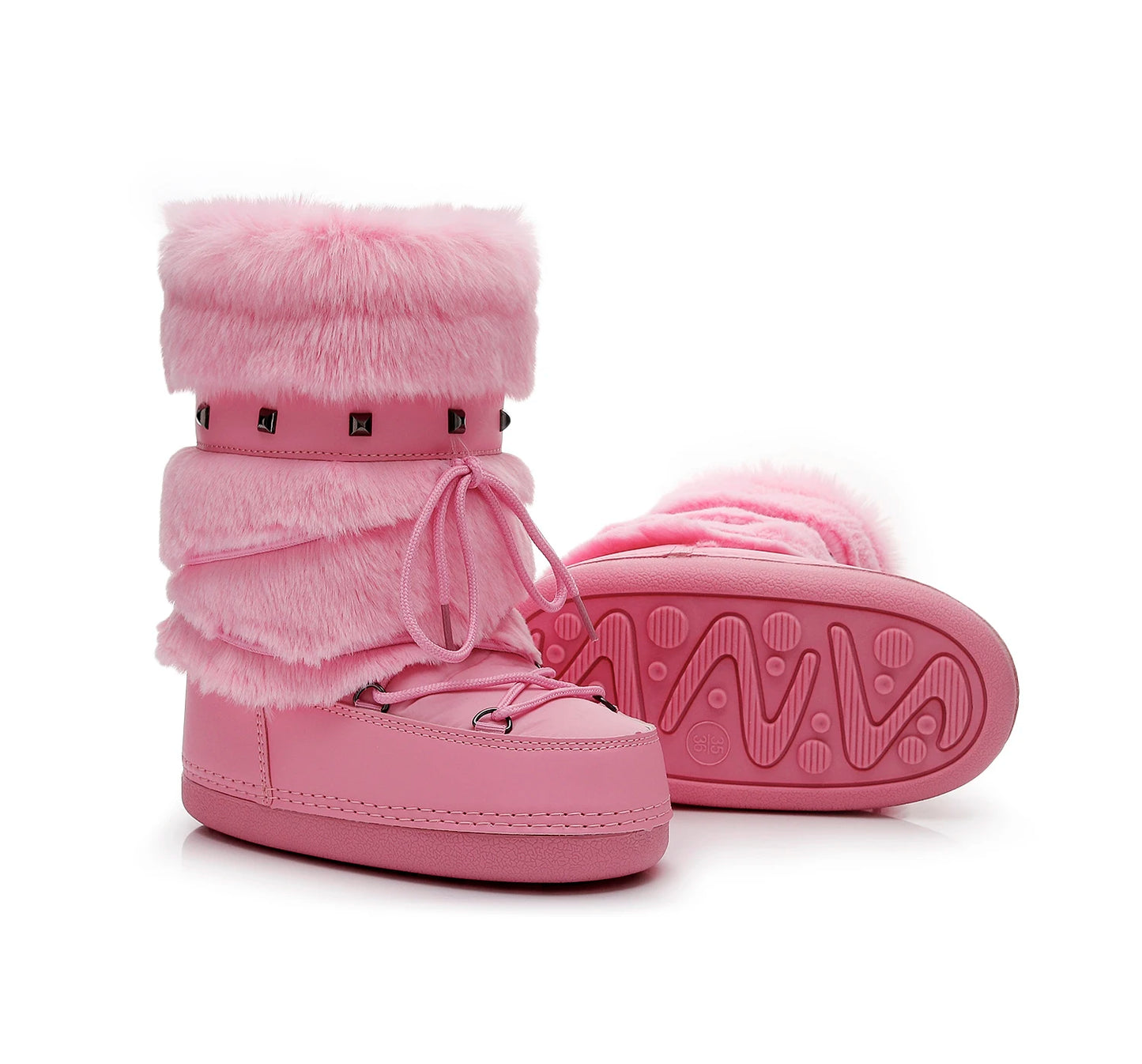 Women's Furry Boots New Warm Skiing Winter Boots Women Space Boots Trendy Ladies Winter Shoes Non-slip Girls Snow Boots