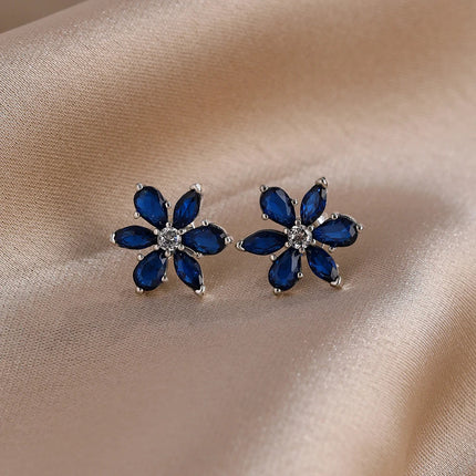 2025 Orecchini originali in pietra a forma di cuore bianco rosa, blu, rosso, verde, orecchino di perla con fiocco di neve, gioielli in argento s925 con fascino femminile platinumshop