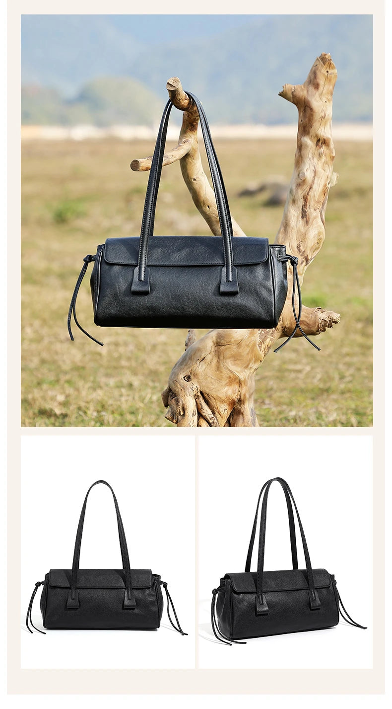 2025 nuova borsa a tracolla da donna in vera pelle borsa di lusso in pelle bovina di grande capacità borsa baguette rossa vino a striscia lunga femminile