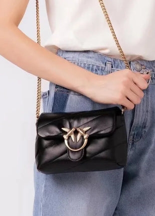 Nuova Borsa a Tracolla/Crossbody da Donna 2026 Ispirata a Pinko in Tweed con Cigno, in Vera Pelle