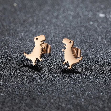 1 paio di nuova moda minimalista carino femminile in acciaio inossidabile mini dinosauro orecchini per ragazze accessori gioielli regali GED509 platinumshop