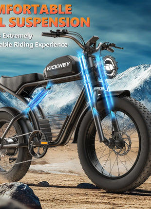 Bicicletta Elettrica KICKWEY K7 Peak 1500W 48V 18.2Ah con Pneumatici Larghi Fuoristrada 20x4.0, Cambio a 7 Velocità, Consegna Rapida, Velocità Massima di 55 Km/h e Autonomia di 100 Km