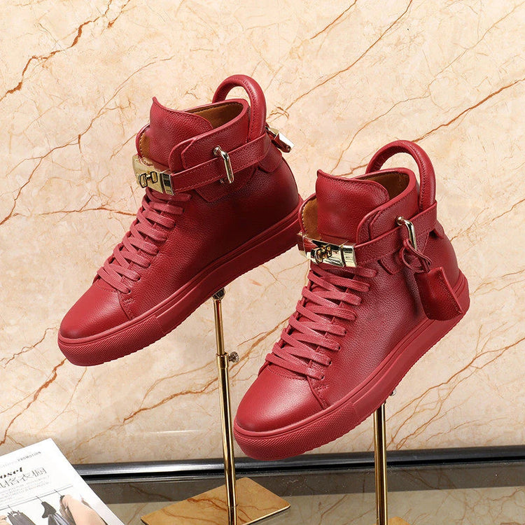 Women’s Genuine Cow Leather Flat Ankle Boots Stone Pattern Black High with Lace Sneakers Designer With Lock Luxury Brands Shoes