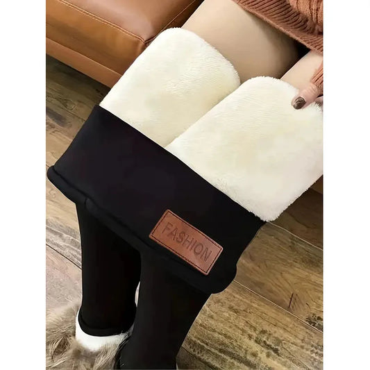 Women Ultra Thick Imitation Lamb Wool Leggings Autumn Winter Warm Fleece Leggings Female Plush High Waist Elasticity Tights
