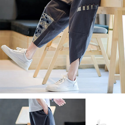 Pantaloni Kimono giapponesi da uomo in cotone traspirante Samurai Abbigliamento Pantaloni da uomo Stampa allentata Pantaloncini Harem retrò Pantaloni Hip Hop Harajuku