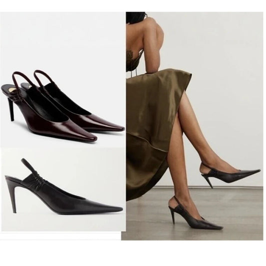 2026Women's Springand SummerPointed StilettoHigh HeelsBaotouCommutingSandals FrenchStyle VersatileRear StrapFashion BanquetShoes