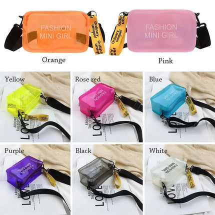 Borsa a Tracolla Trasparente con Effetto Laser per Donne, Mini Borsa Messenger alla Moda in PVC Colorato, Piccola Borsa Tote