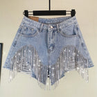 Pantaloncini di jeans Donna Jeans strappati con foro Nappe Diamanti Sexy lavato effetto consumato Vita alta Streetwear 2025 Pantaloni corti dritti