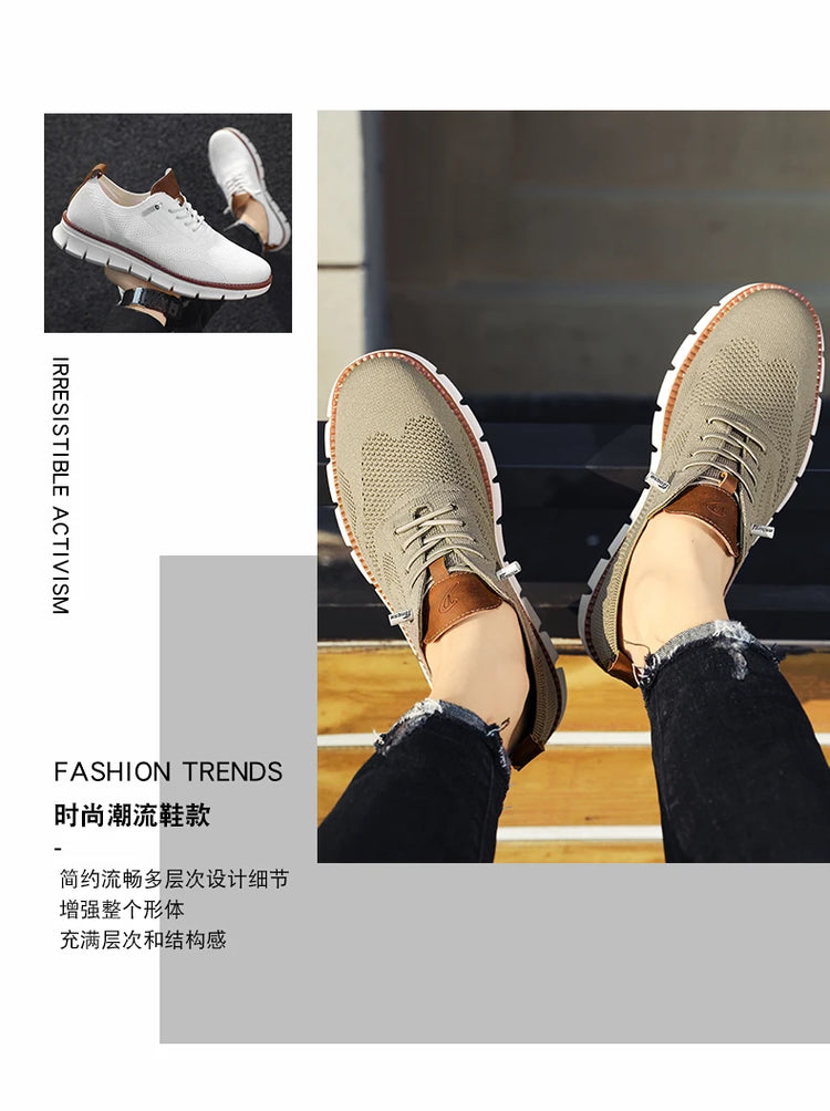 Scarpe Eleganti Casual da Uomo, Sneakers da Passeggio alla Moda, Oxford in Rete per il Lavoro, Leggere con Suola Morbida