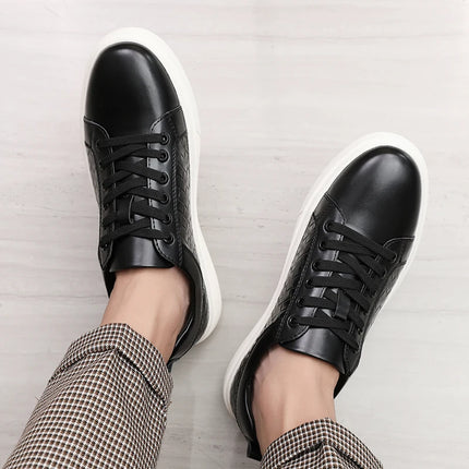 Casual men's leather shoes New comfortable and trendy styles Outdoor Fashion Party Daily leisure youth Black Board Shoes HOT -46