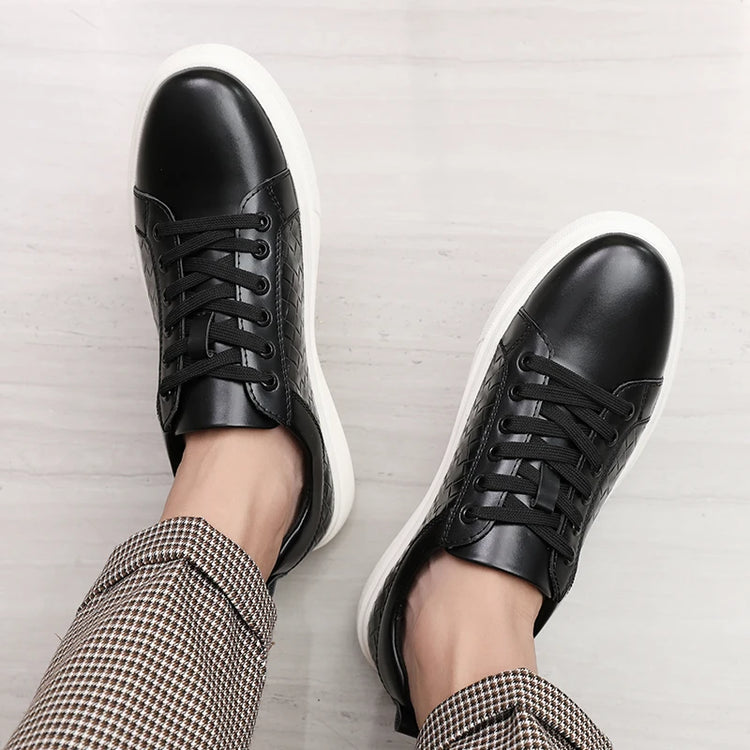Casual men's leather shoes New comfortable and trendy styles Outdoor Fashion Party Daily leisure youth Black Board Shoes HOT -46