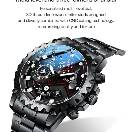 Orologio da uomo Black Warrior autentico alla moda in acciaio inossidabile impermeabile calendario luminoso orologio al quarzo moda maschile orologi regalo platinumshop