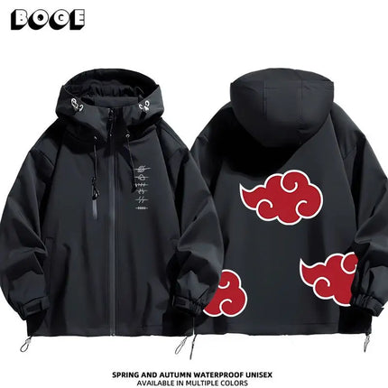 Naruto Shippuden anime peripheral two-dimensional men's and women's hooded jackets, couple's jackets, casual and warm jackets