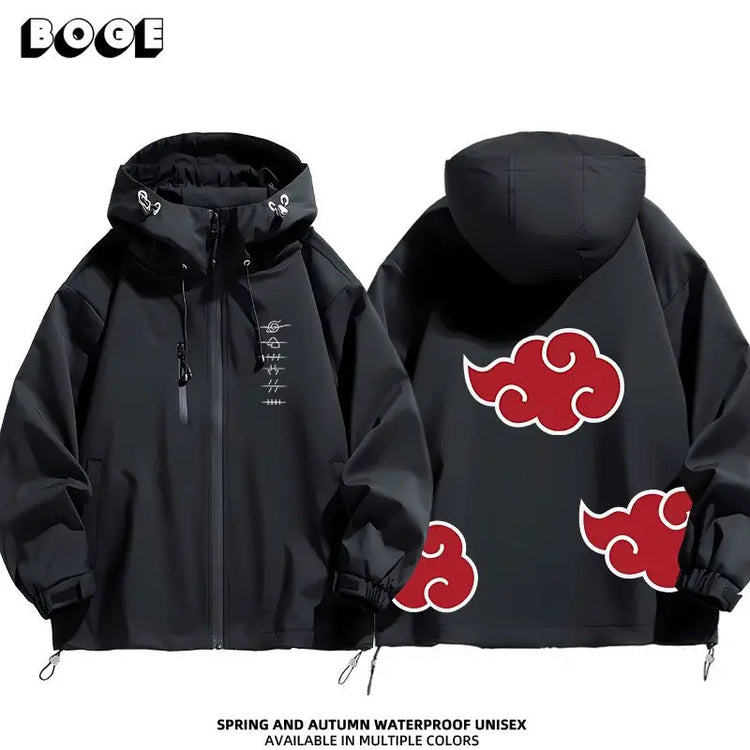Naruto Shippuden anime peripheral two-dimensional men's and women's hooded jackets, couple's jackets, casual and warm jackets