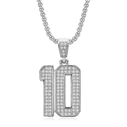 Hip Hop Iced Out Bling Football 10 ciondolo Statement collana sportiva in acciaio inossidabile Color oro maschile per gioielli da donna e uomo