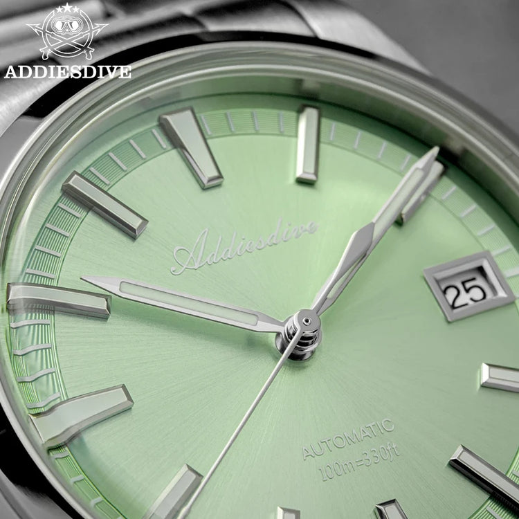 ADDIESDIVE Men's Automatic Mechanical Watch 316L Stainless Steel Luminous with Calendar 100M Waterproof Men's Wristwatch