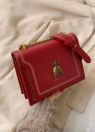 CGCBAG Luxury Brand Women Handbag 2024 New Retro Bee Female Shoulder Bag Simple High Quality Leather Designer Crossbody Bags PlatiNum