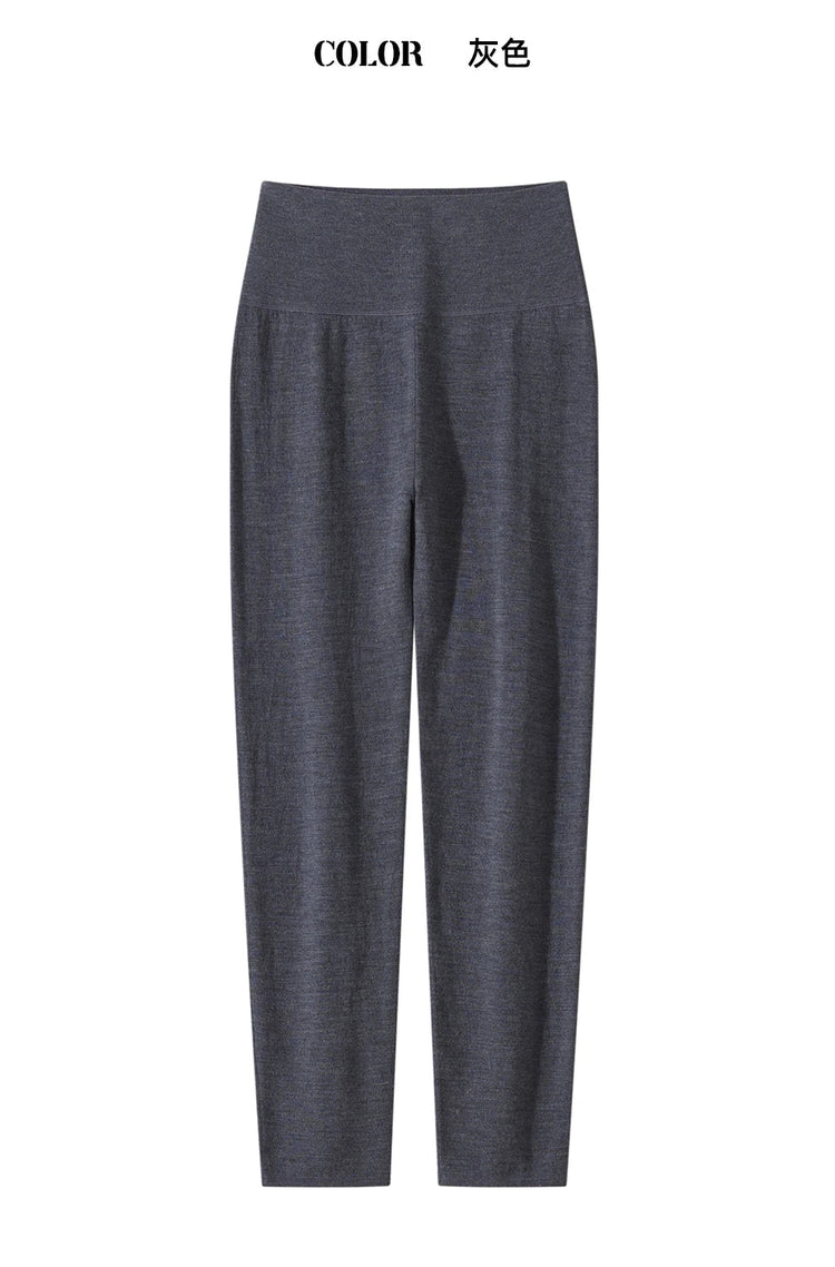 100% fine spun wool knitted pants for women, soft and comfortable thin wool leggings, slim fit solid color leggings PlatiNum