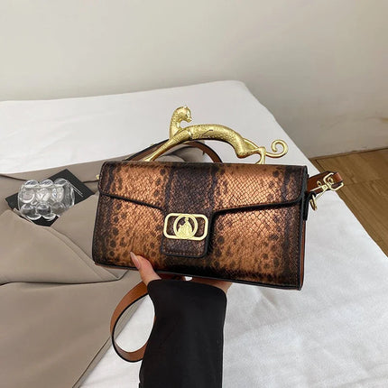 New Ladies Metal Buckle Simple Fashion Shoulder Bag Party Commuting Bag Women Luxury Brand Design PU Leather Bag PlatiNum