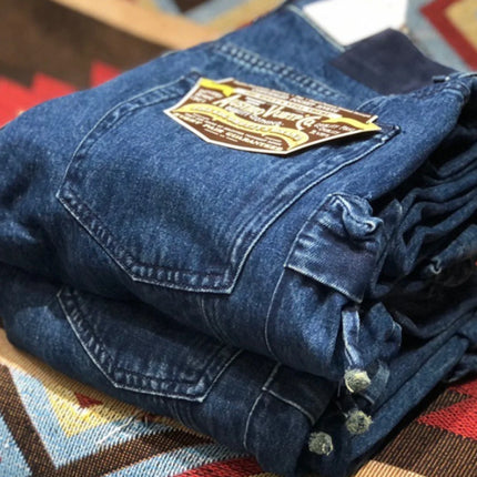 Multi Pockets Heavyweight Cotton Denim Dark Blue Men Pants American Tough Guys Male Overalls Straight Workwear Cargo Trousers