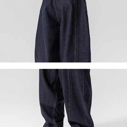 Jeans Dritti da Uomo Primavera Autunno Stile Retrò Casual High Street Gamba Larga Pantaloni in Denim Uomo Hip Hop Oversize Streetwear