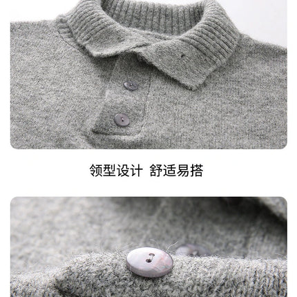 Turtleneck Long Sleeves Zipper lapel Pullover Sweater Men Spring Autumn Solid color Sweater Jumper Streetwear