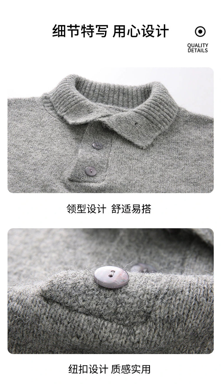 Turtleneck Long Sleeves Zipper lapel Pullover Sweater Men Spring Autumn Solid color Sweater Jumper Streetwear