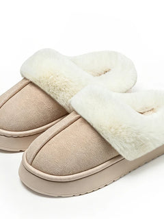Winter Soft Fluffy Thick Soled Warm Slippers Women's Comfortable Living Room Fuzzy Lined Shoes Faux Suede Home Pantuflas Mujer