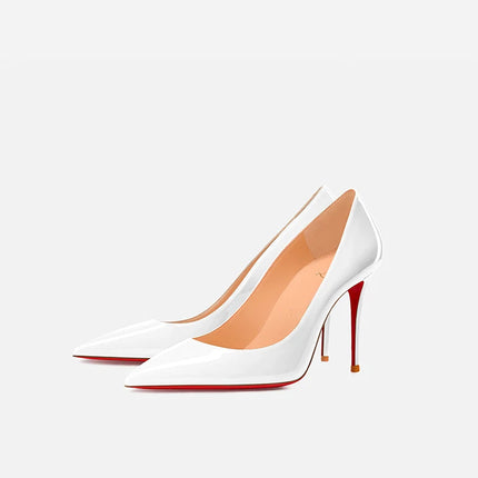 Tacchi da donna Colore nudo Tacco alto elegante da donna Scarpe nere di lusso donna 2025 Fondo rosso lucido Punta a punta Party Ladies Women platinumshop