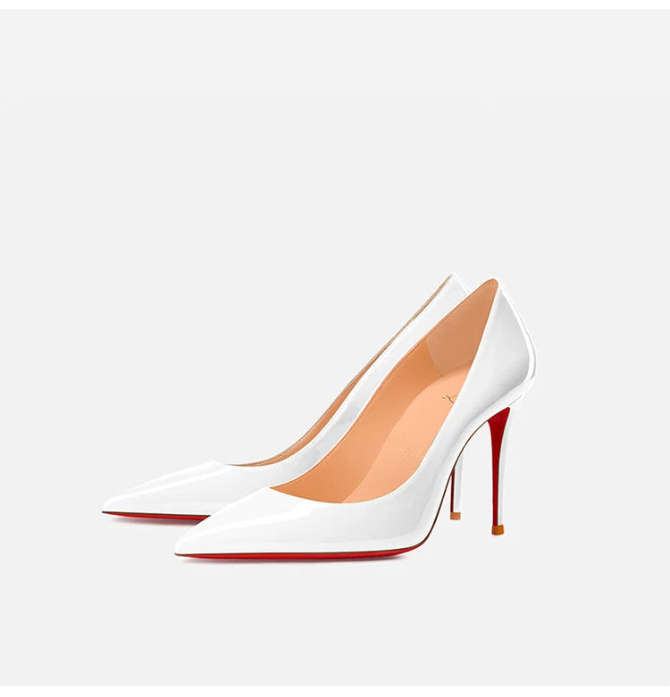 Tacchi da donna Colore nudo Tacco alto elegante da donna Scarpe nere di lusso donna 2025 Fondo rosso lucido Punta a punta Party Ladies Women platinumshop
