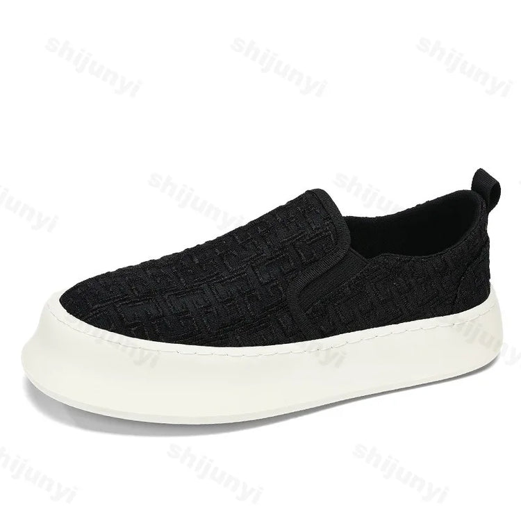 2025 Autumn New Fashion Shallow Mouth Casual Canvas Shoes for Men Breathable Comfortable Niche Design Versatile Chunky Sneakers