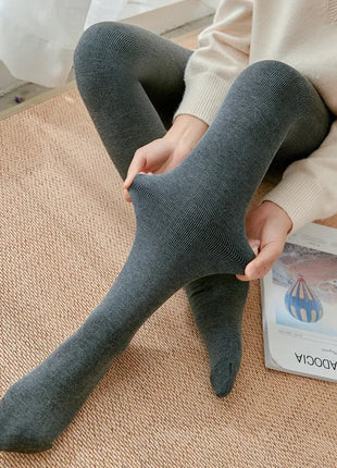 Women's Fall Winter Ribbed Vertical Stripe Thermal Leggings Fleece Thickened  Street Ready Seamless High Waist Thermal Pants PlatiNum
