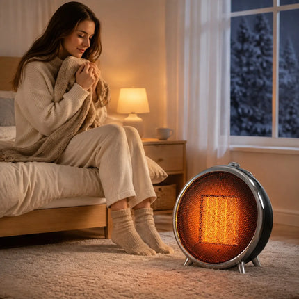 1500W Electric Ceramic Heater, 2 Power Levels, Adjustable Thermostat, Overheat and Anti-Tipping Protection, for Home and Office