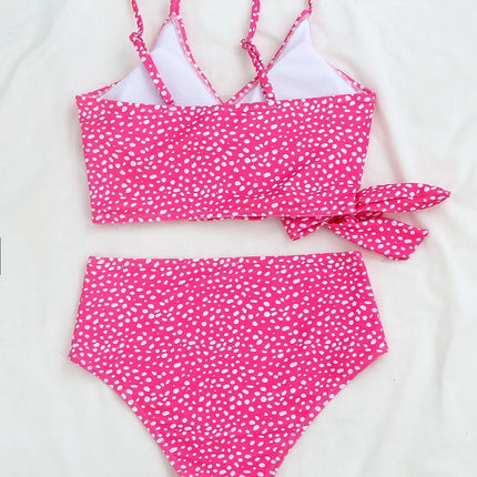 Costume da bagno bikini da donna verde a pois a vita alta brasiliano push-up con lacci e bendaggio, nuovo modello 2026, per la spiaggia PlatiNum