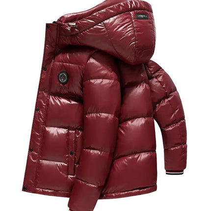 Men Down Jacket 2025 Trendy White Duck Down Thick Cold Proof Warm Hooded Pike Coat Outdoor Casual Winter Zipper Puffer Jacket