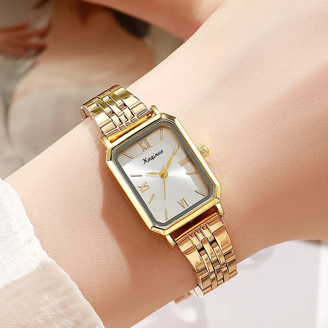 Orologio rettangolare in oro da donna cinturino regolabile in acciaio inossidabile orologio da donna regalo di lusso orologi da polso al quarzo Relojes Para Mujer platinumshop
