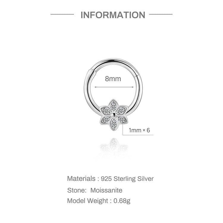 CANNER 1PC 6/7/8/9mm Moissanite 925 Sterling Silver Hoop Earrings Women Round Circle Piercing Earings Personalized Fine Jewelry PlatiNum